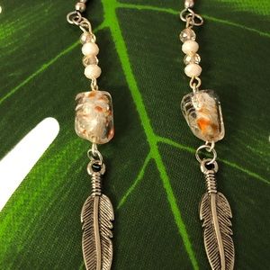 Native American Leaf Pendant Earrings